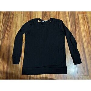 Athleta Coaster Open Criss Cross Back Crew Long Sleeve Sweatshirt Black Size M